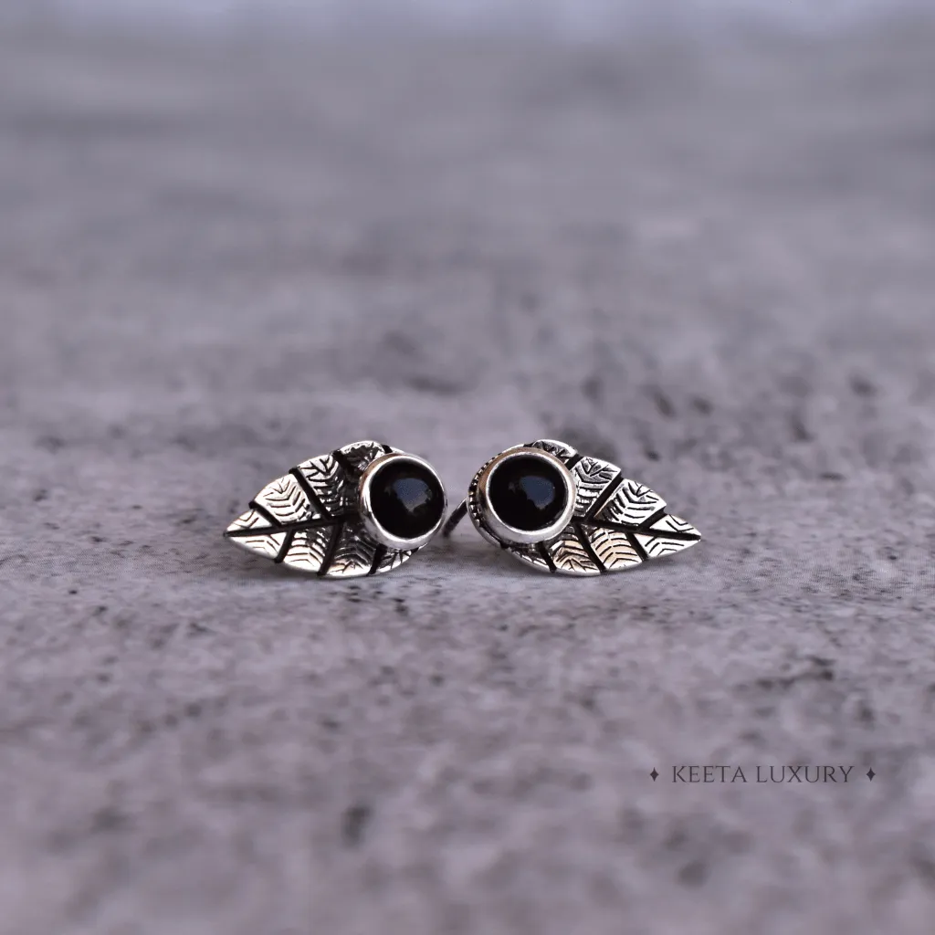 Leaf Song - Black Onyx Studs