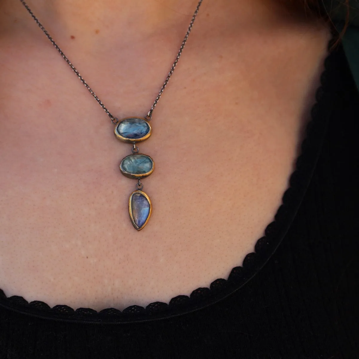 Light Blues Crescent Rim Drop Necklace