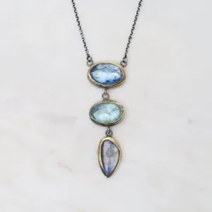 Light Blues Crescent Rim Drop Necklace