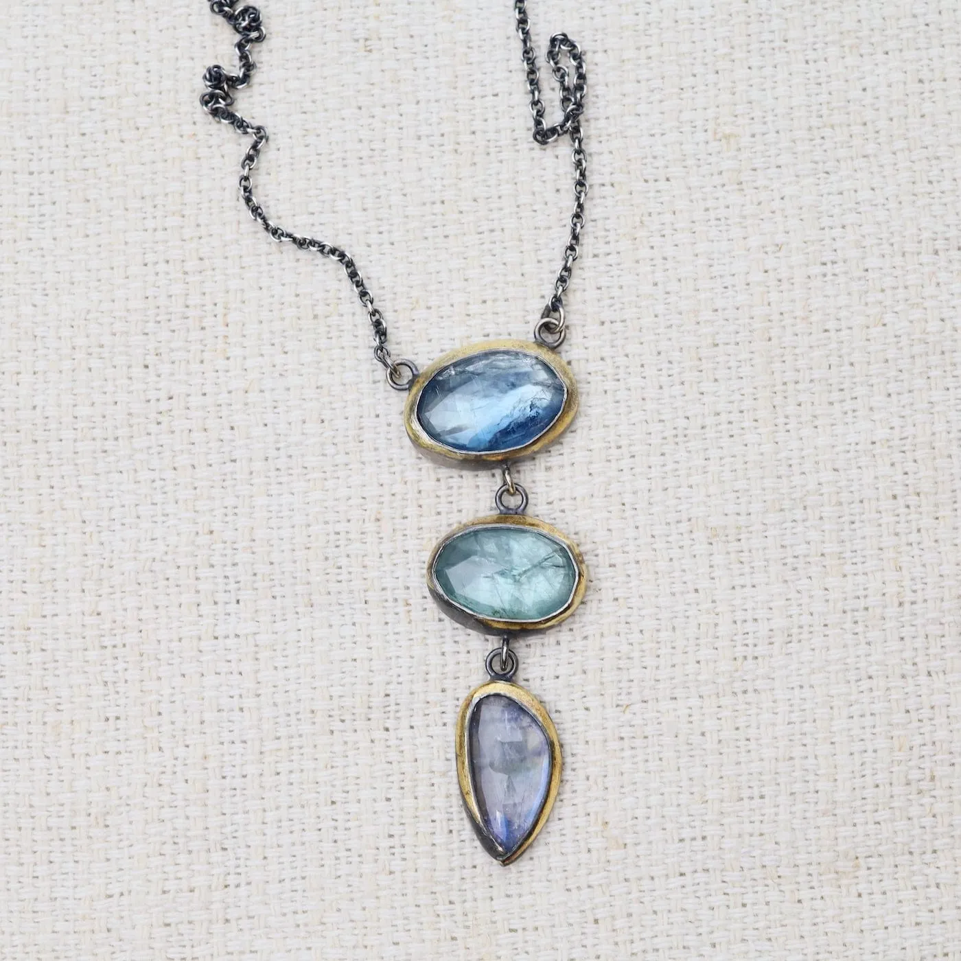 Light Blues Crescent Rim Drop Necklace