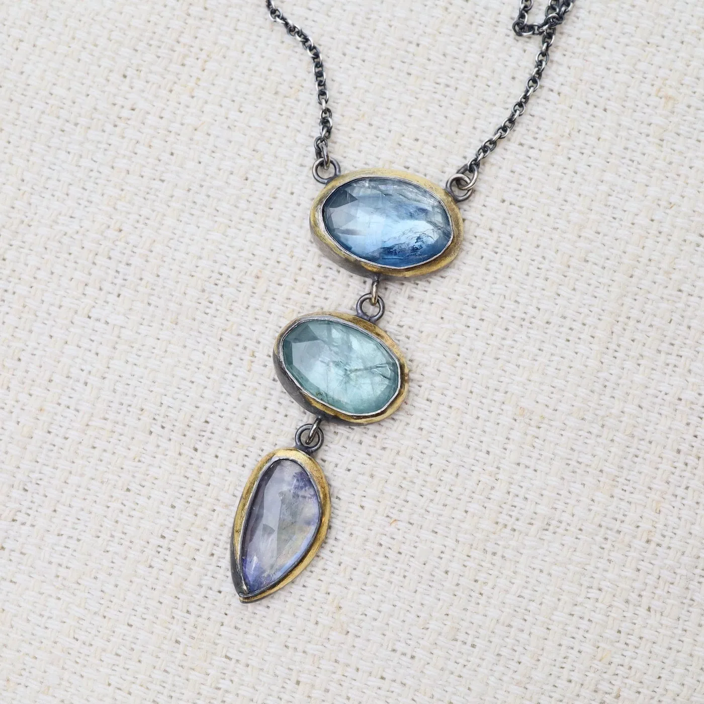 Light Blues Crescent Rim Drop Necklace