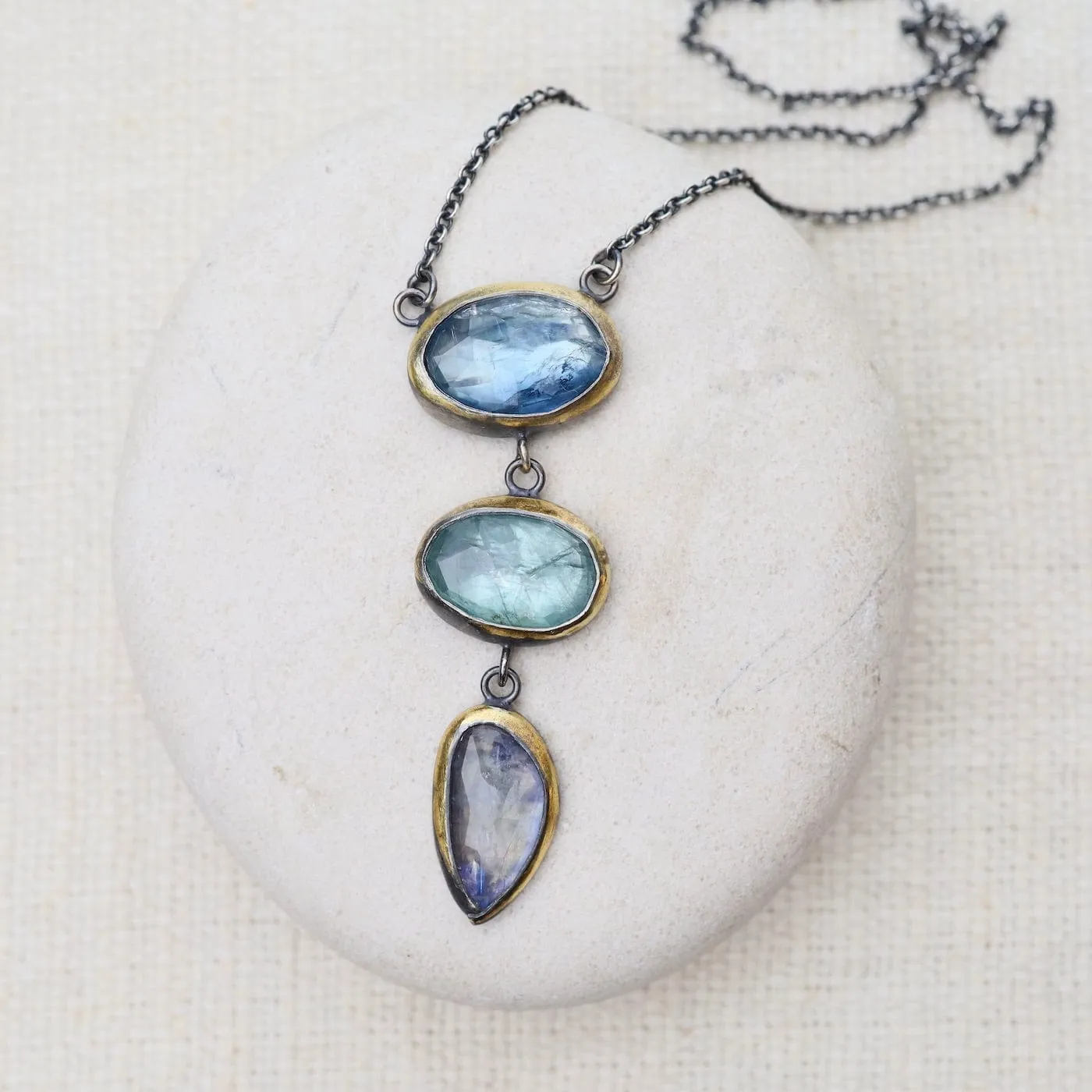 Light Blues Crescent Rim Drop Necklace