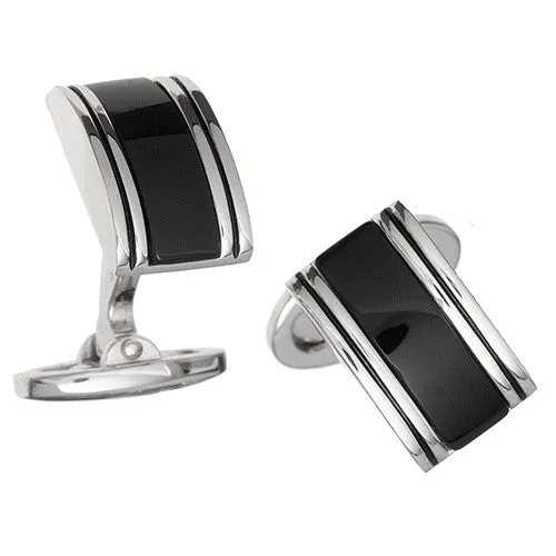 Linear Etch Rectangular Gemstone Sterling Silver Cufflinks I Jan Leslie