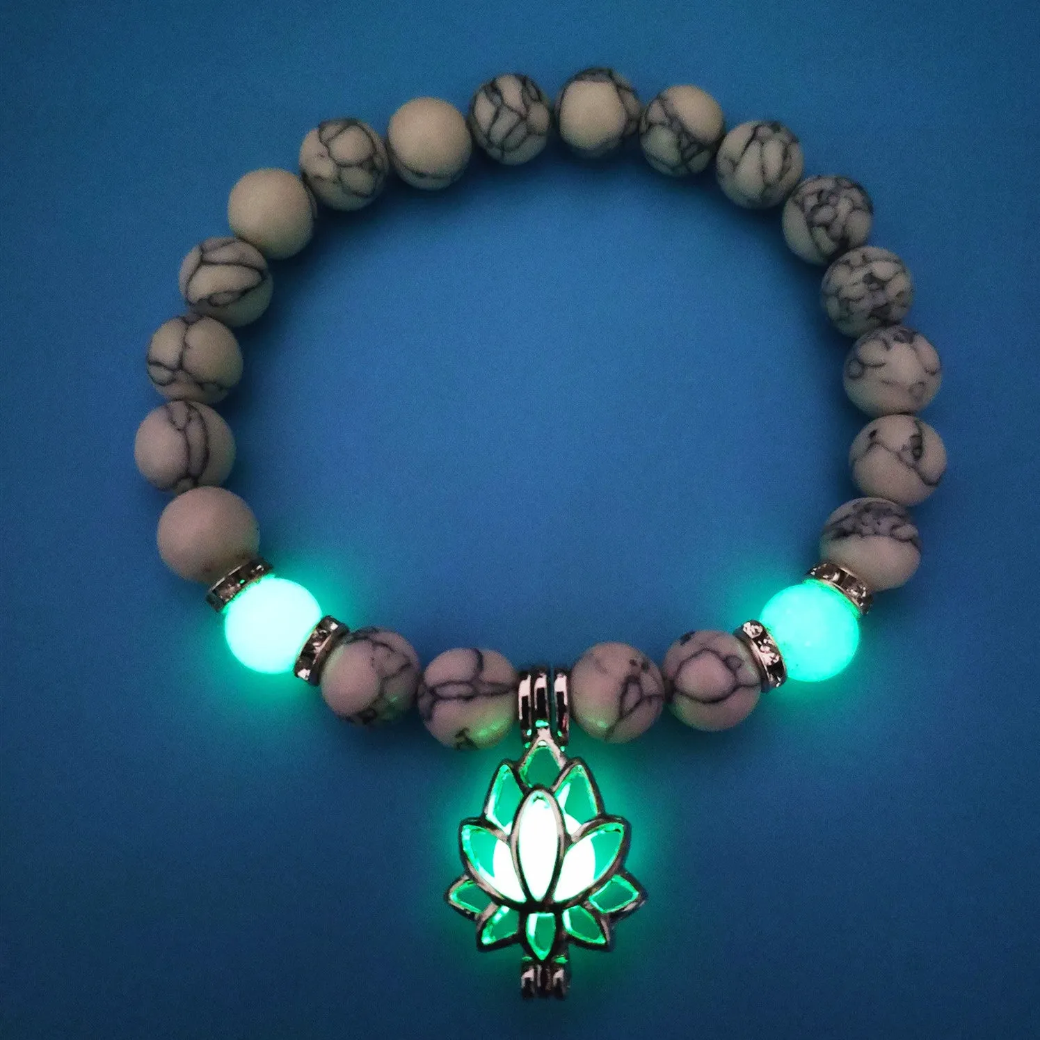 Luminous Lotus Natural Stone Bracelet