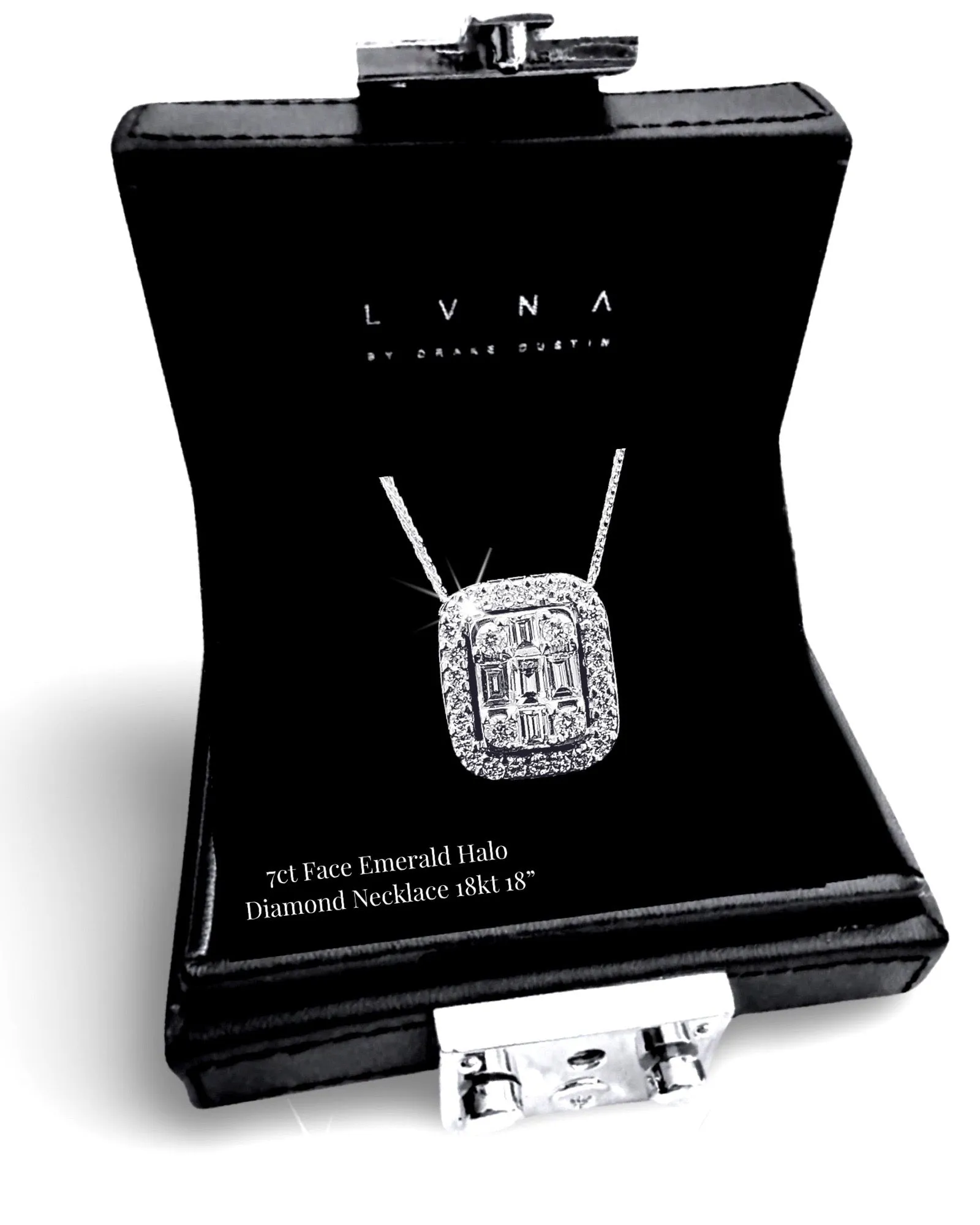 #LVNA2024 | 7ct Face Emerald Halo Diamond Necklace 18kt