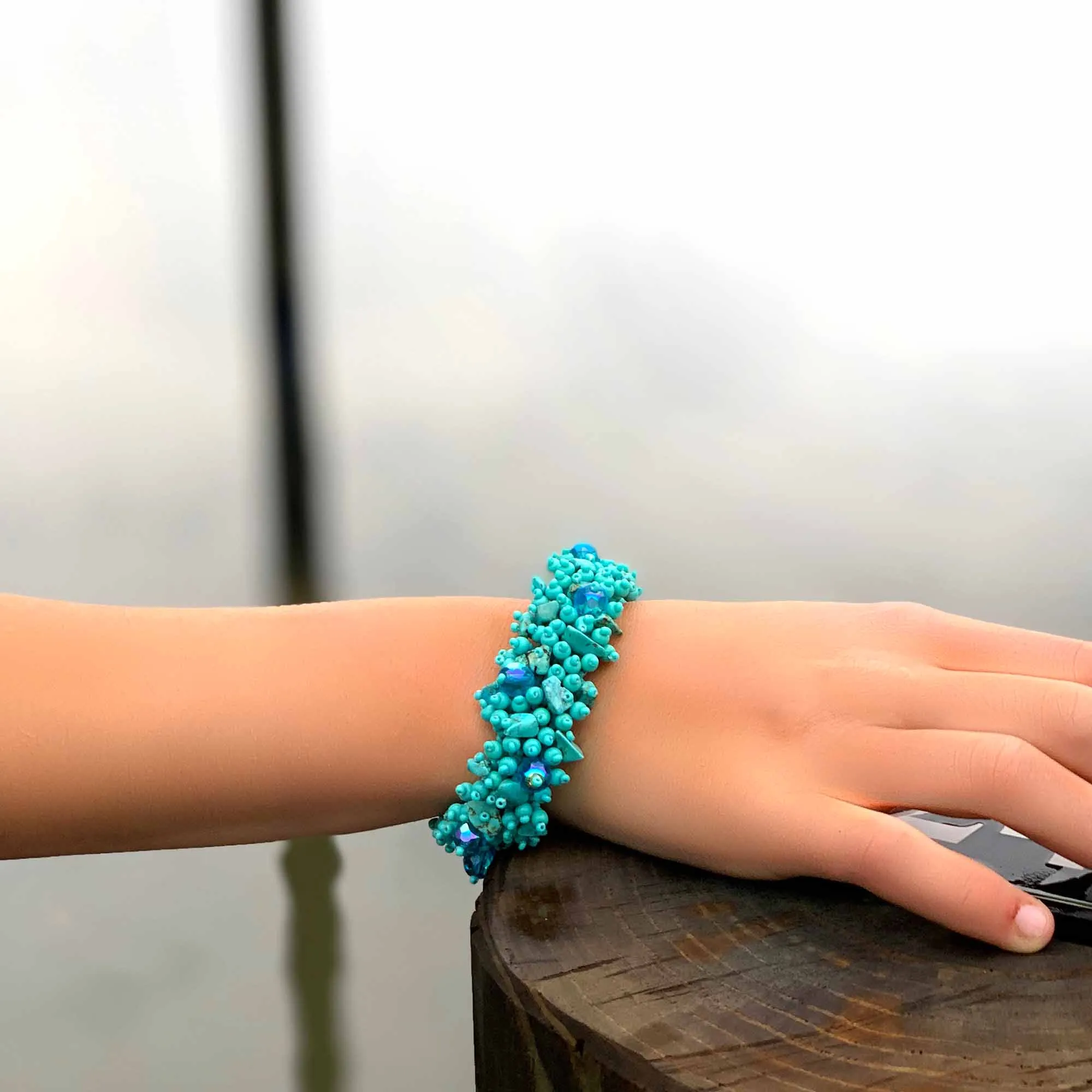 Magnetic Stone Caterpillar Bracelet Turquoise Lucias Imports