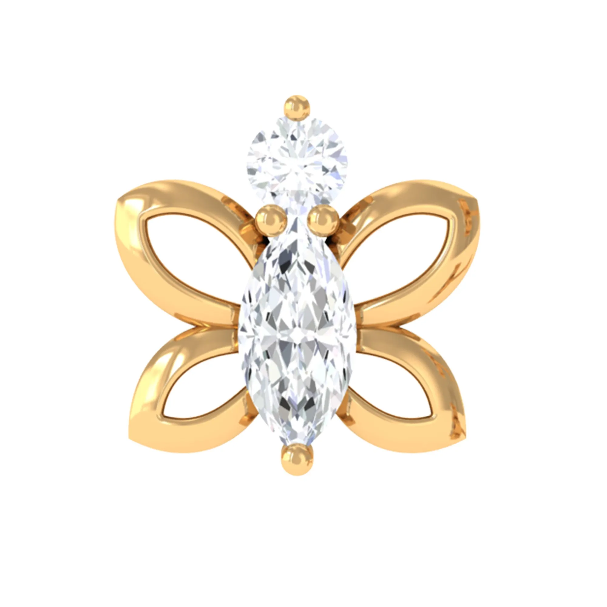 Marquise Moissanite Gold Butterfly Earring for Helix Piercing