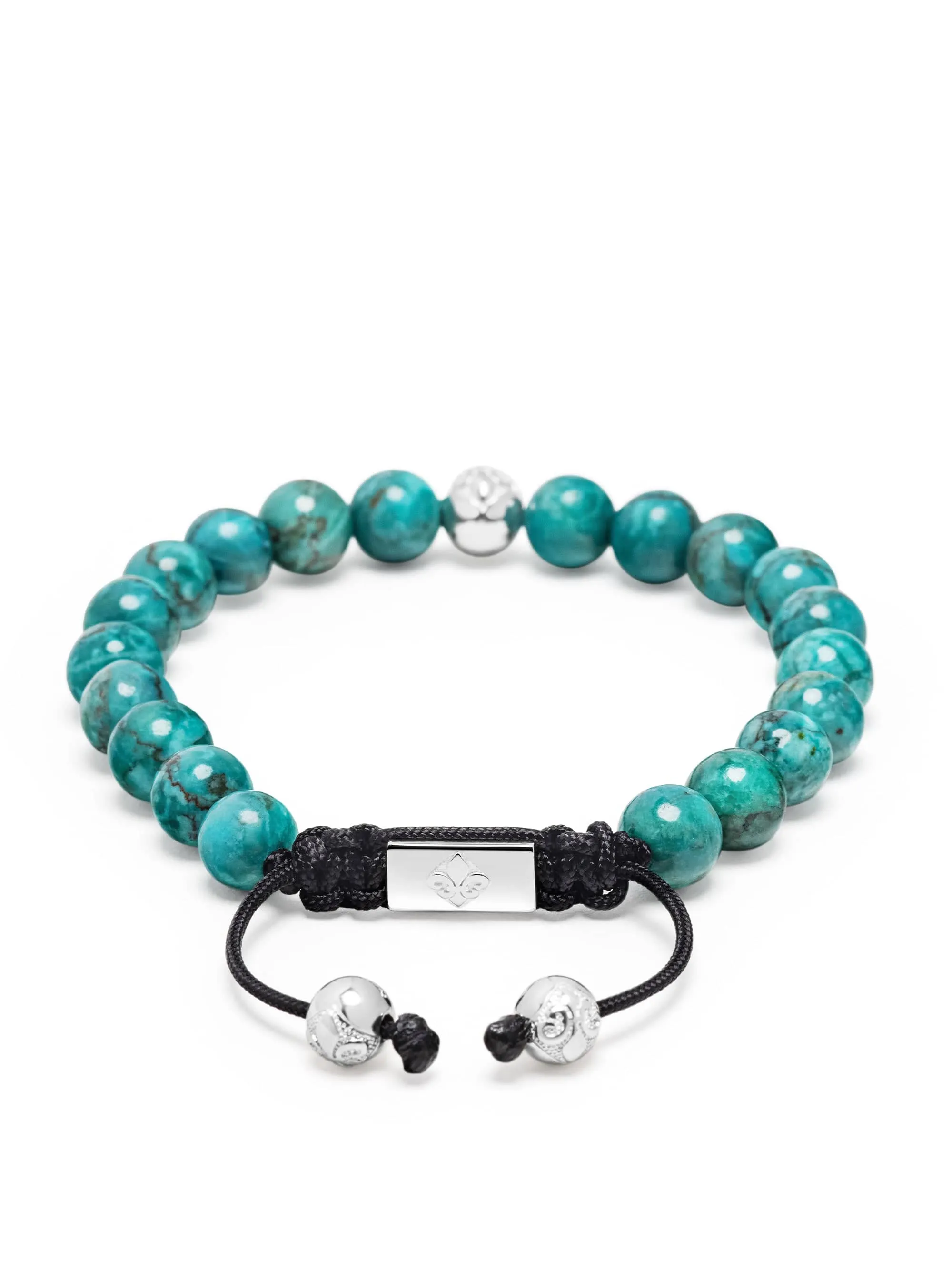 Men's Beaded Bracelet with Turquoise and Sterling Silver Beads