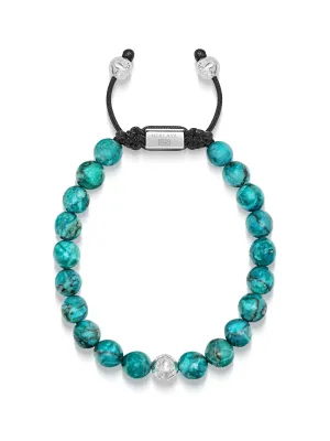 Men's Beaded Bracelet with Turquoise and Sterling Silver Beads