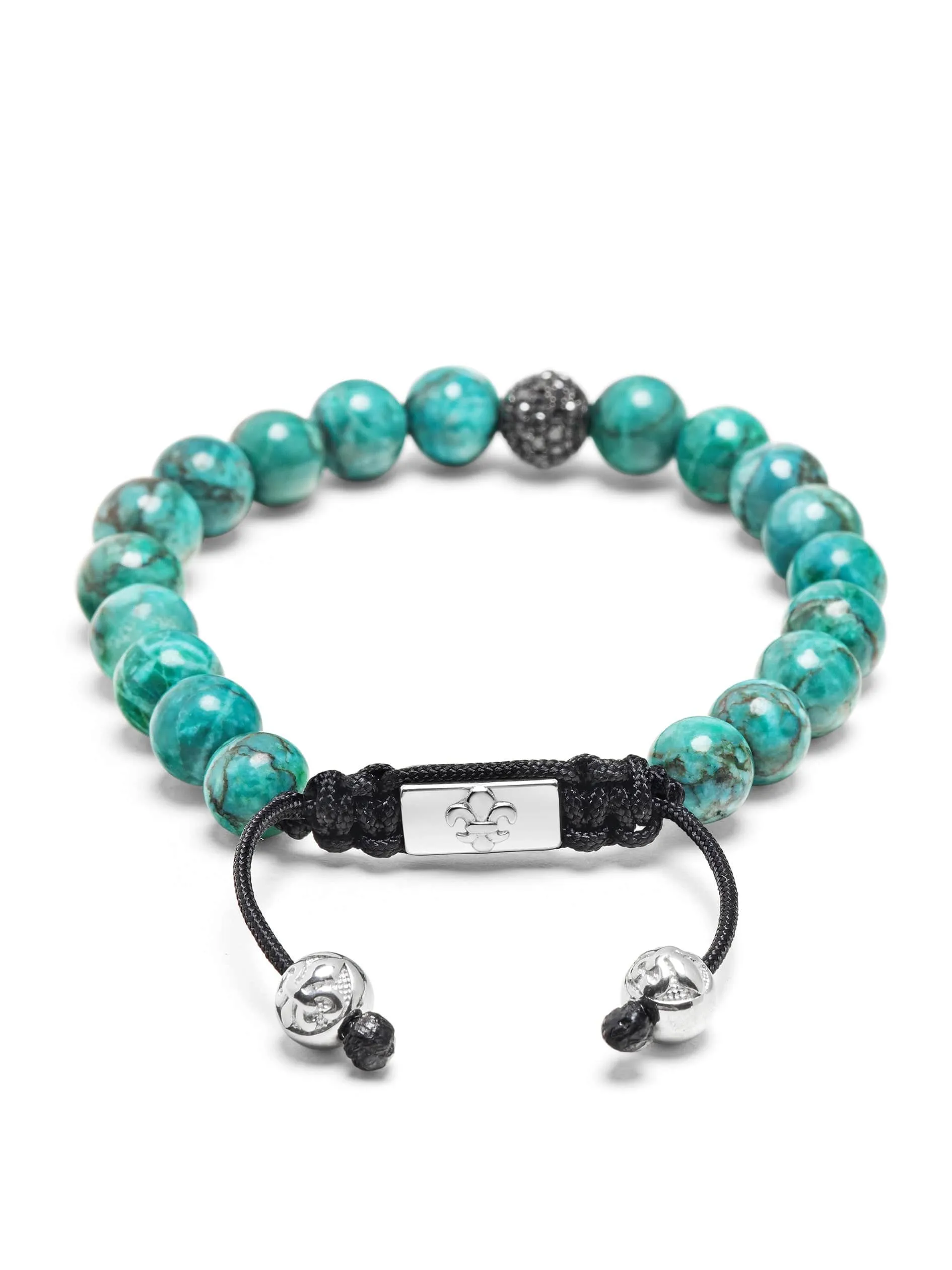 Men's Black Diamond Beaded Bracelet with Turquoise