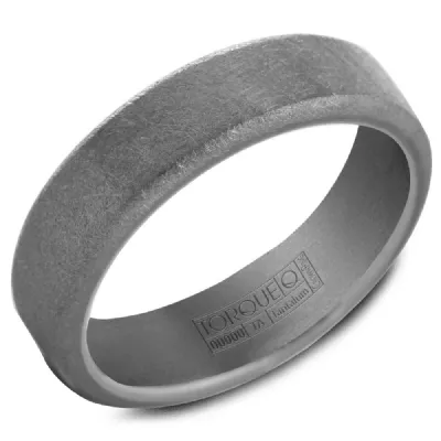 Men's Tantalum 6MM Beveled Band with Diamond Brush Finish Size 10