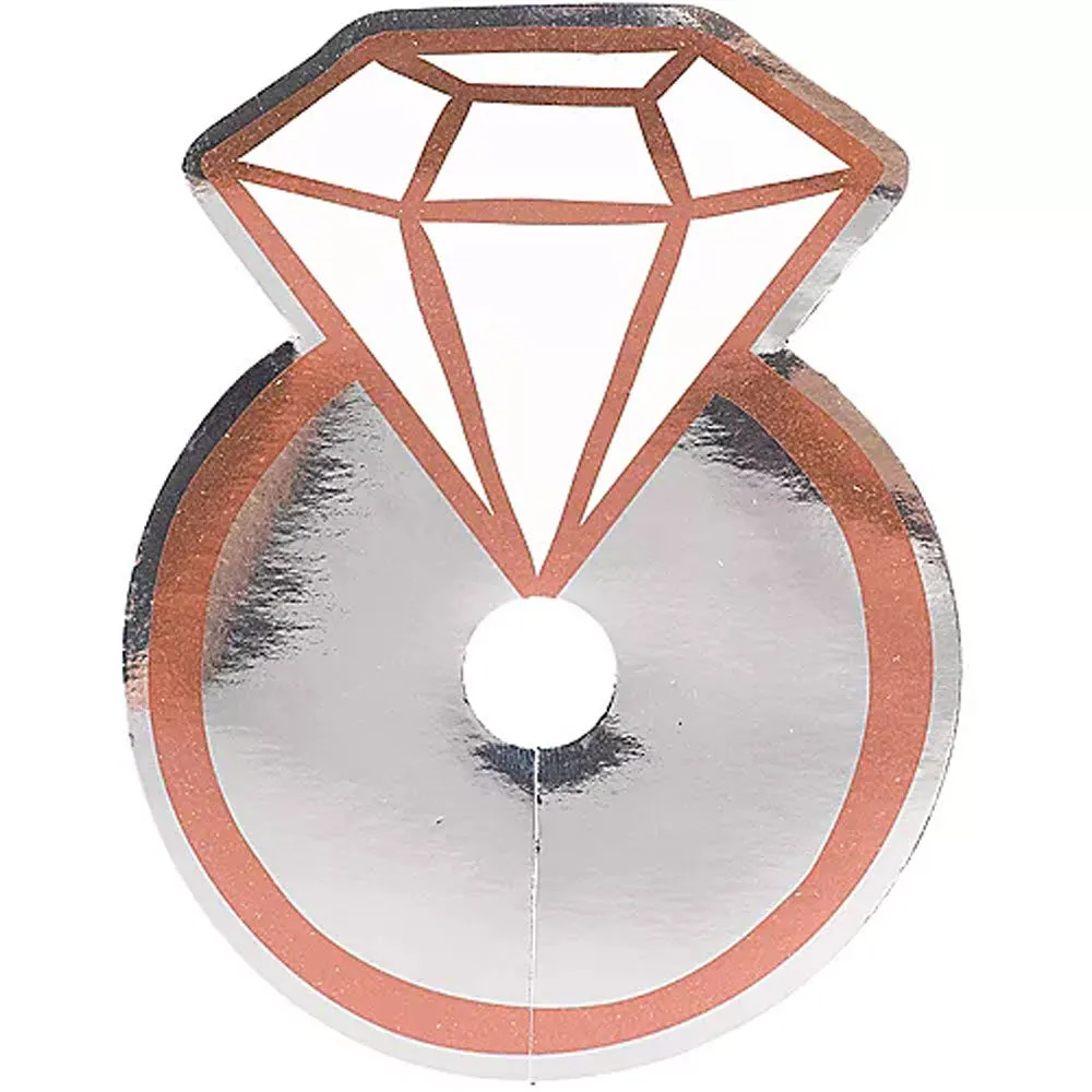 Metallic Rose Gold & Silver Diamond Ring Glass Tags | 18 ct