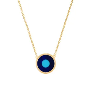 Mini Lapis Inlay Evil Eye Necklace