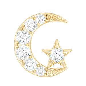 Moissanite Moon and Star Cartilage Earring