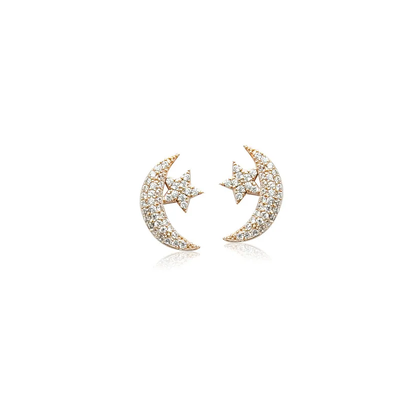 Moon & Star Cubic Zirconia Earrings