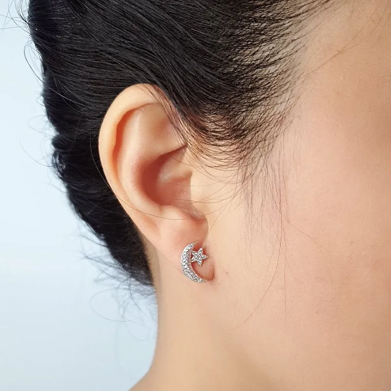 Moon & Star Cubic Zirconia Earrings