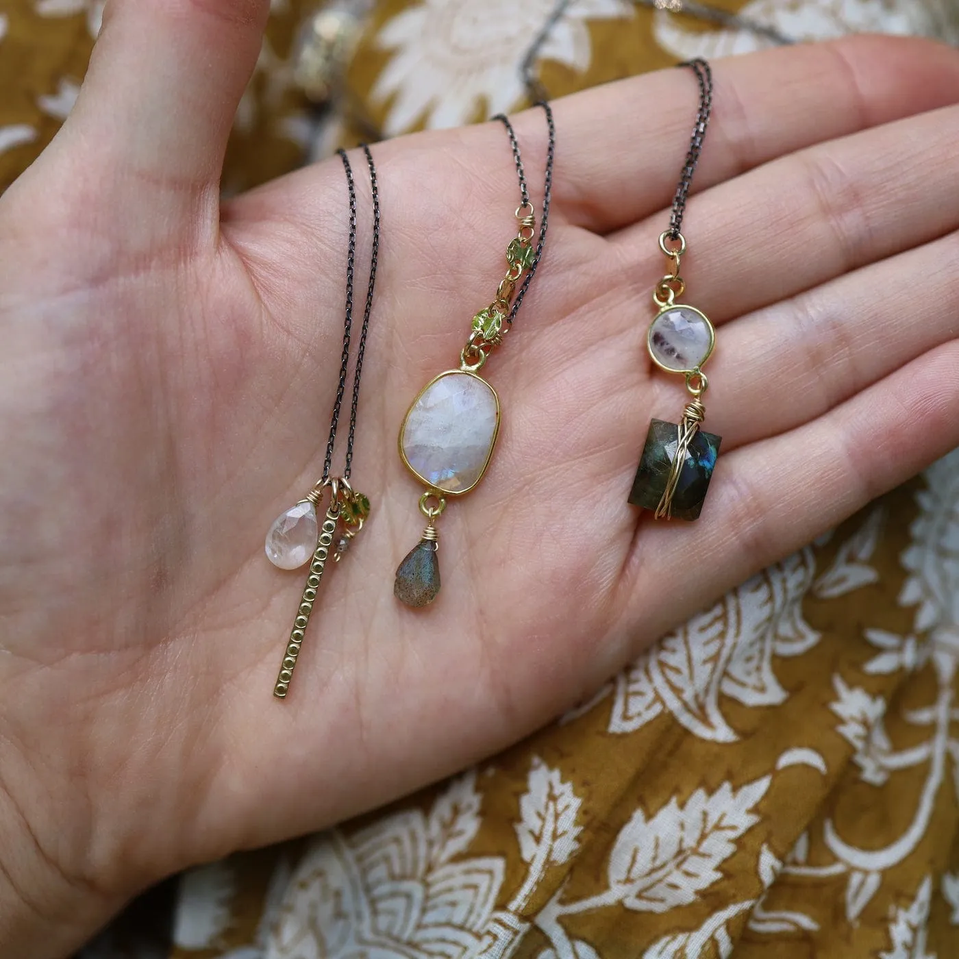 Moonstone Cluster Necklace