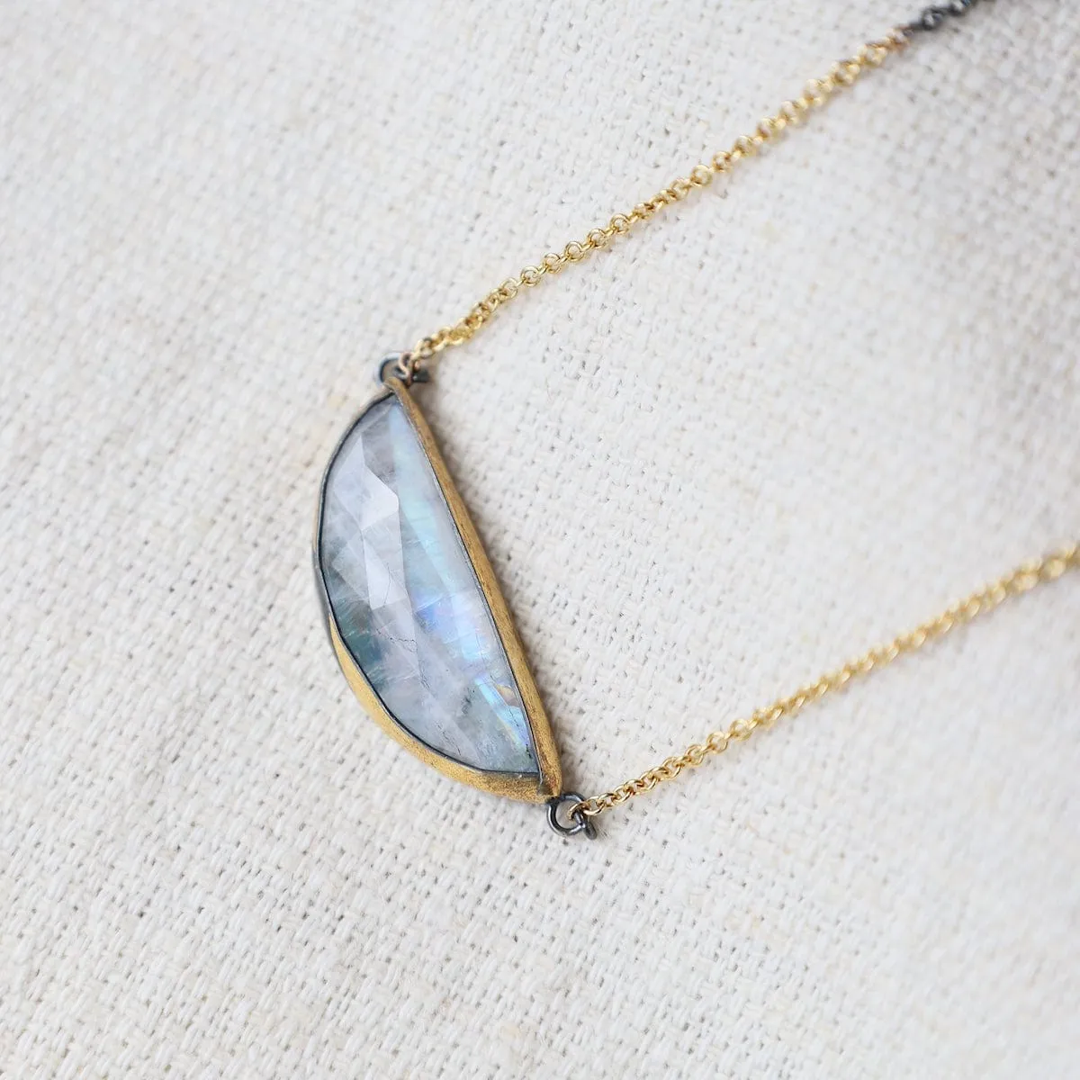 Moonstone Crescent Split Necklace