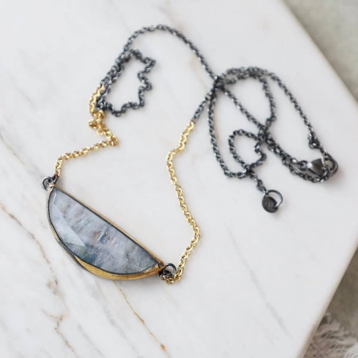 Moonstone Crescent Split Necklace