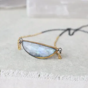 Moonstone Crescent Split Necklace