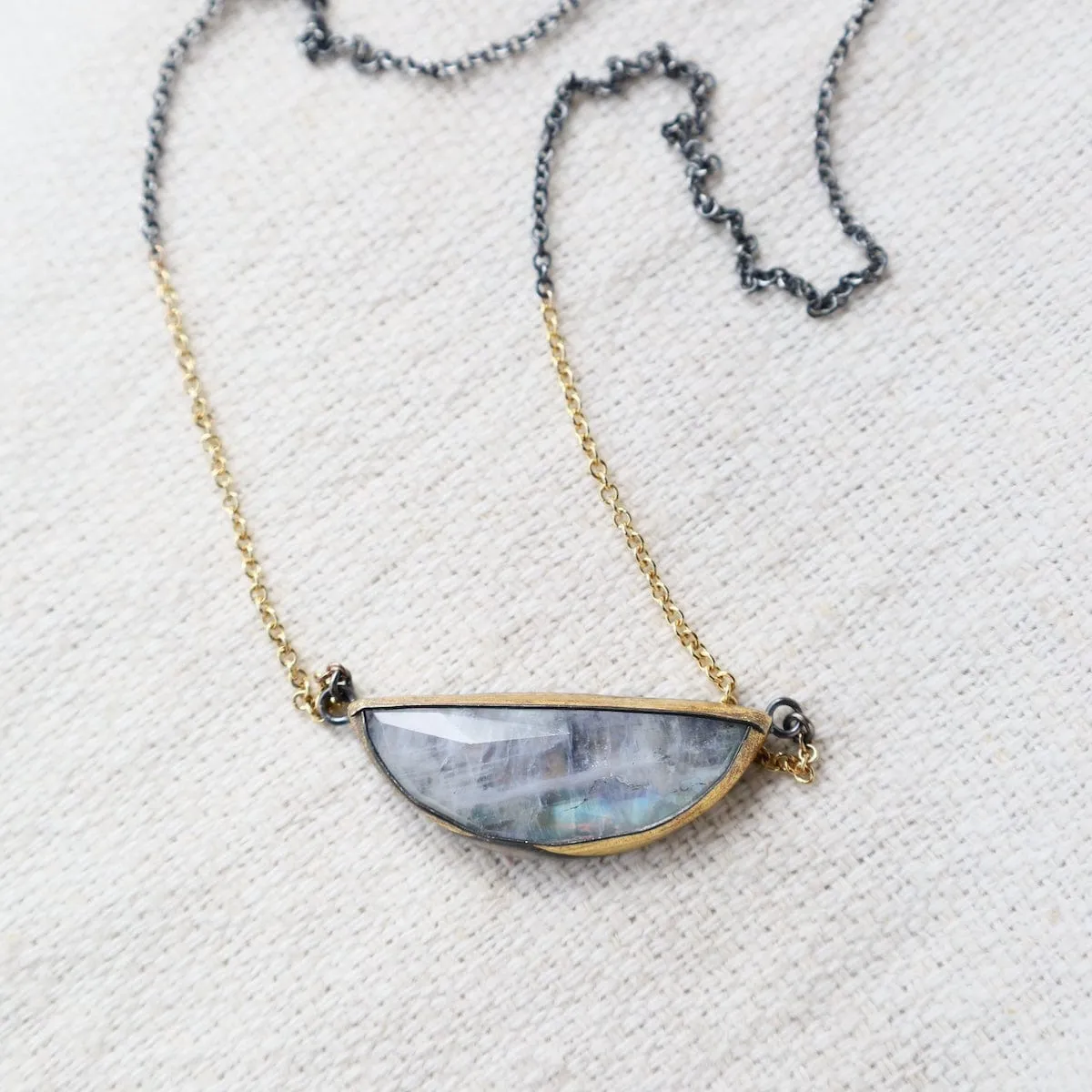 Moonstone Crescent Split Necklace