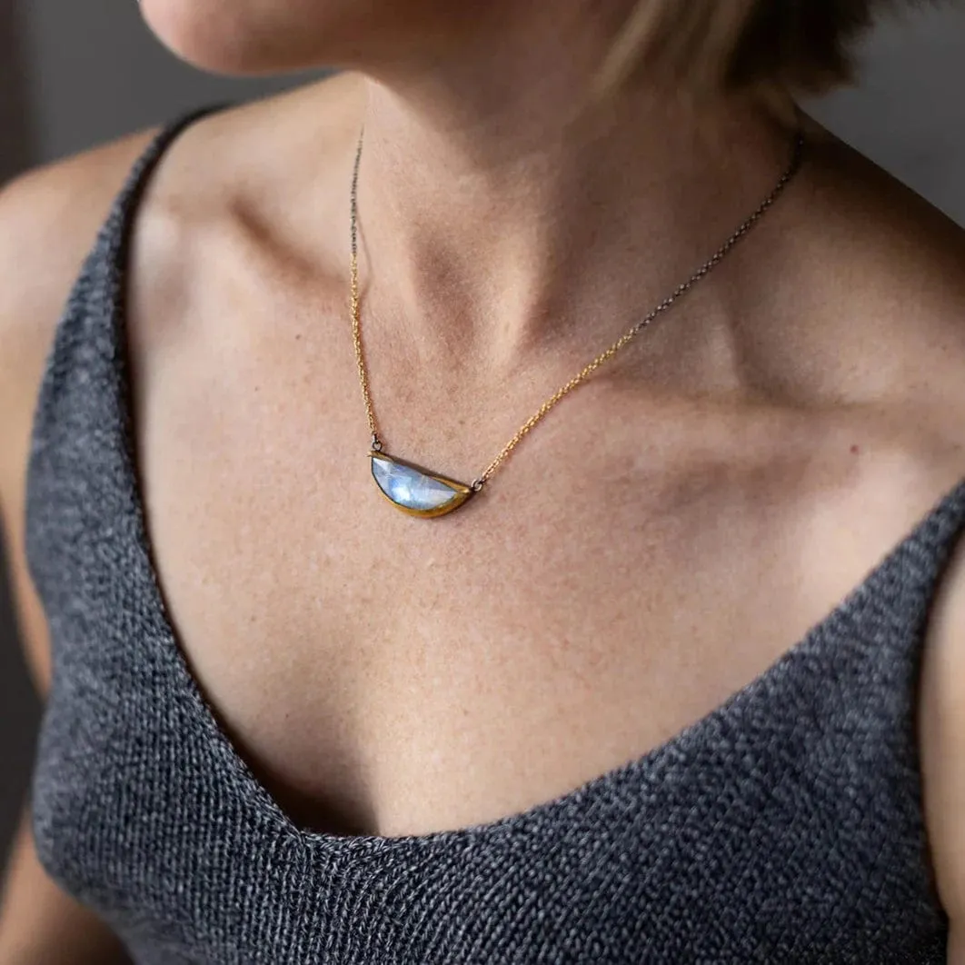 Moonstone Crescent Split Necklace