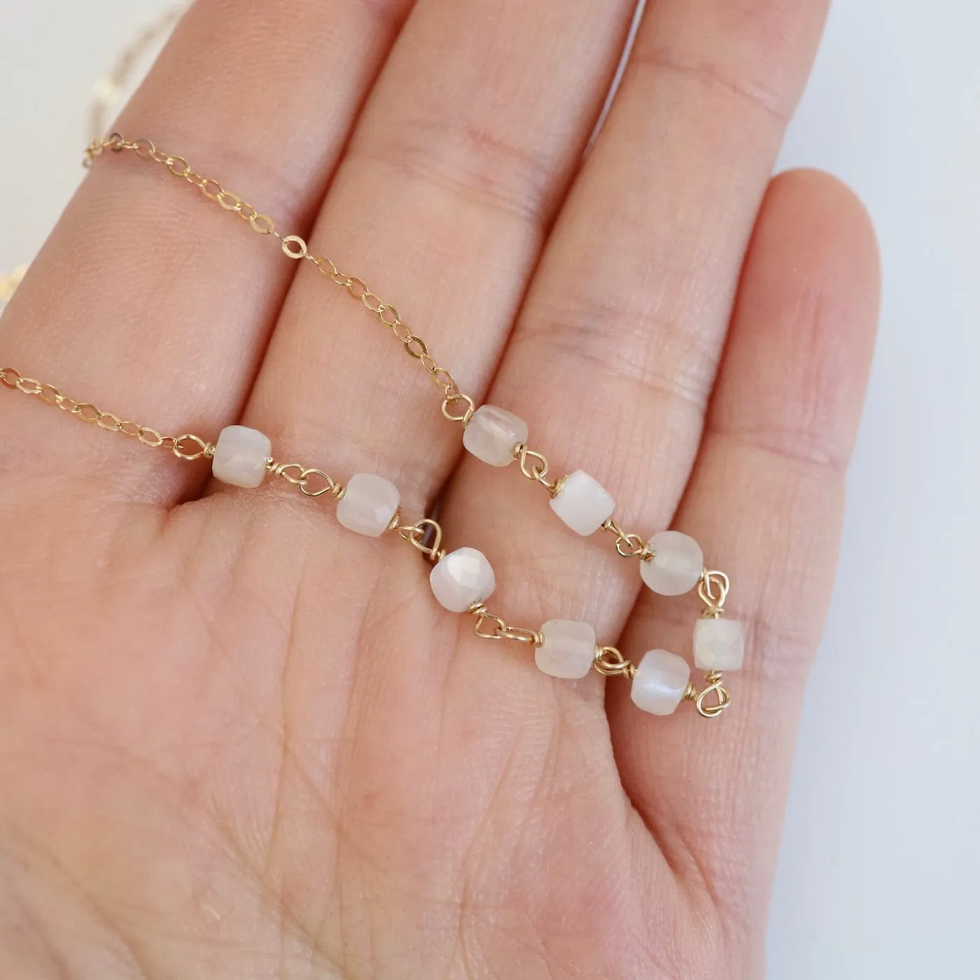 Moonstone Handmade Bead Chain Necklace