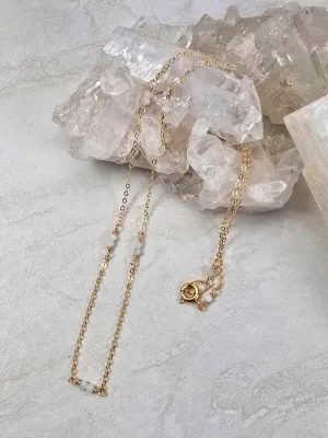 Moonstone Satellite Gold Necklace #8115