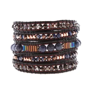 Nakamol Wrap Bracelet of Blue and Brown Mix