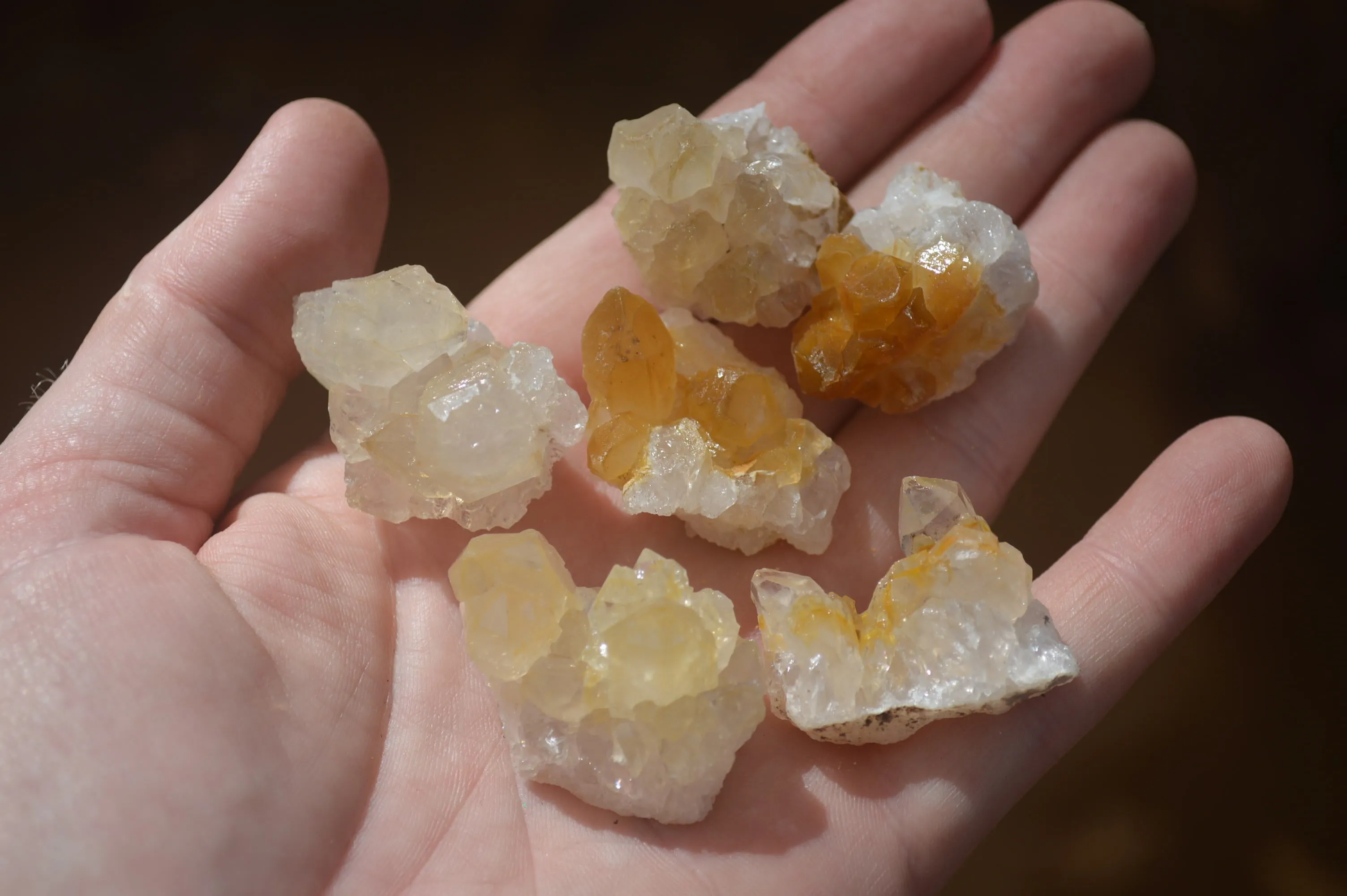 Natural Golden Limonite Quartz Clusters x 33 From Zambia