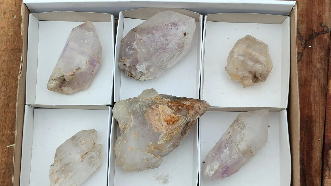 Natural Large Mixed Brandberg Quartz Crystals x 6 From Brandberg, Namibia