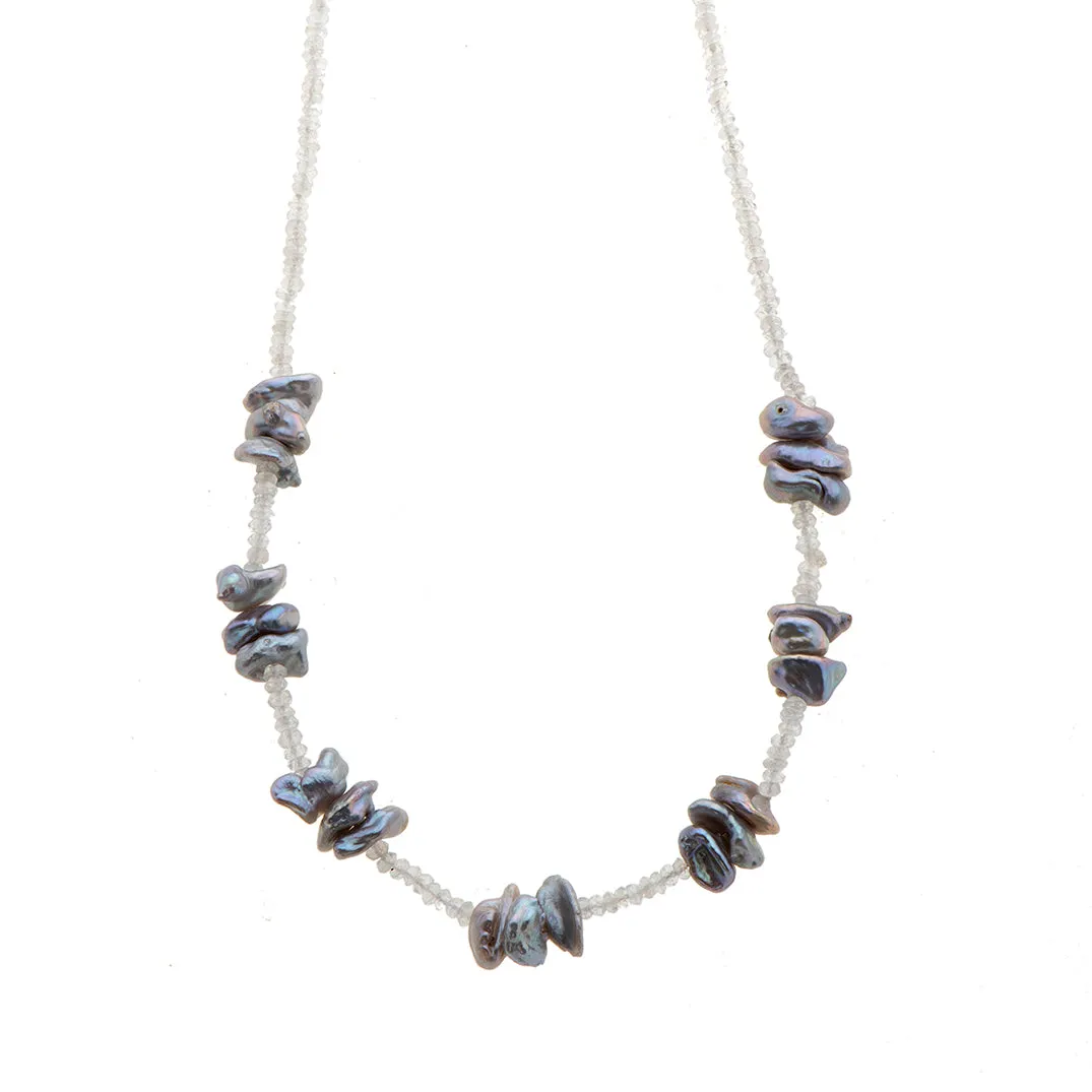 Nava Zahavi Moonstone and Gray Kashi Pearl Necklace