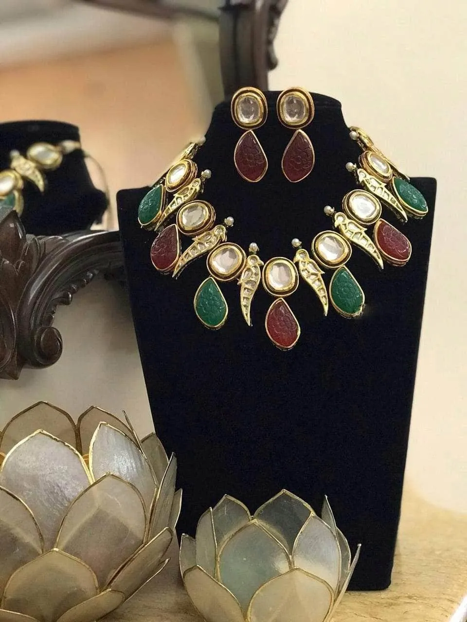 Parrot Motif Kundan Necklace