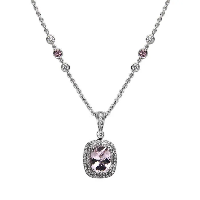 Pastel Amethyst, Pink Sapphire and Diamond Pendant