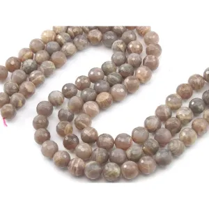 Peach Moonstone Faceted Rounds 12mm Strand