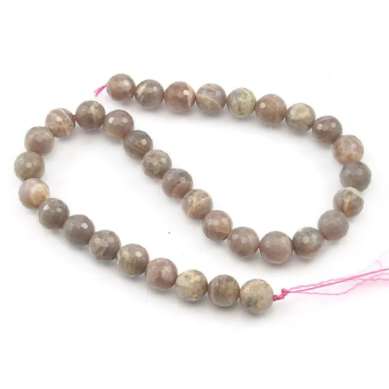 Peach Moonstone Faceted Rounds 12mm Strand