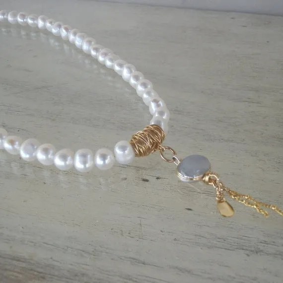 Pearl Moonstone Eye Necklace