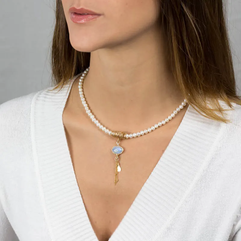 Pearl Moonstone Eye Necklace