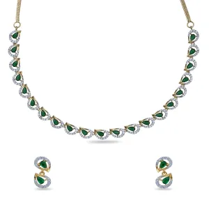 Petaline CZ Green Necklace Set