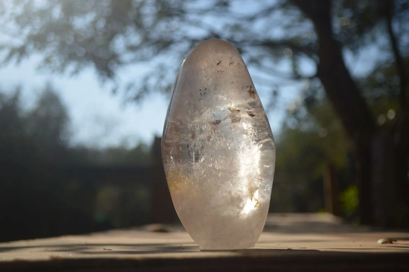 Polished Smokey Clear Rock Crystal Standing Free Forms x 2 From Madagascar