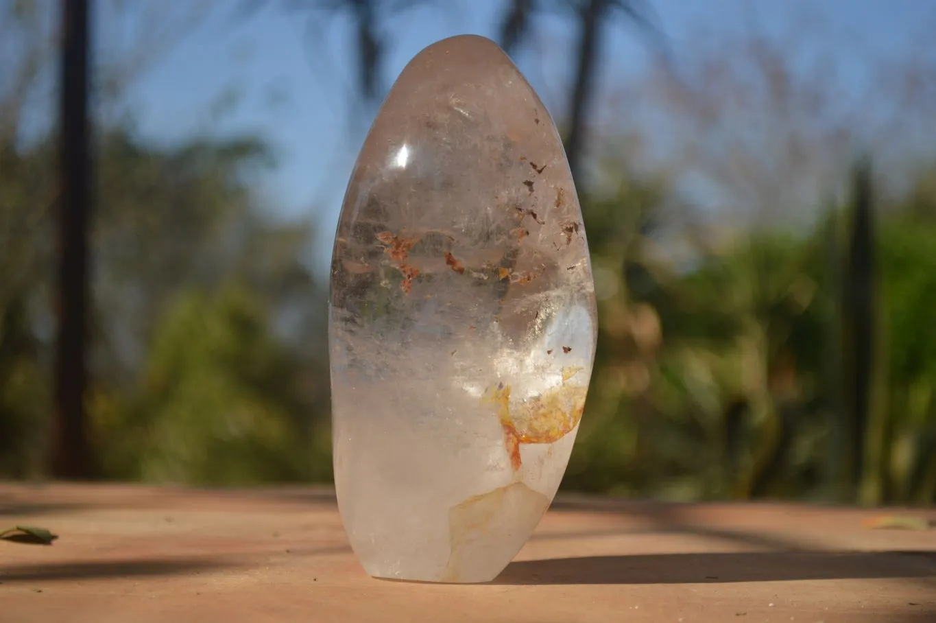 Polished Smokey Clear Rock Crystal Standing Free Forms x 2 From Madagascar