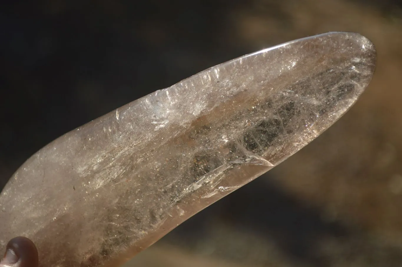 Polished Smokey Clear Rock Crystal Standing Free Forms x 2 From Madagascar