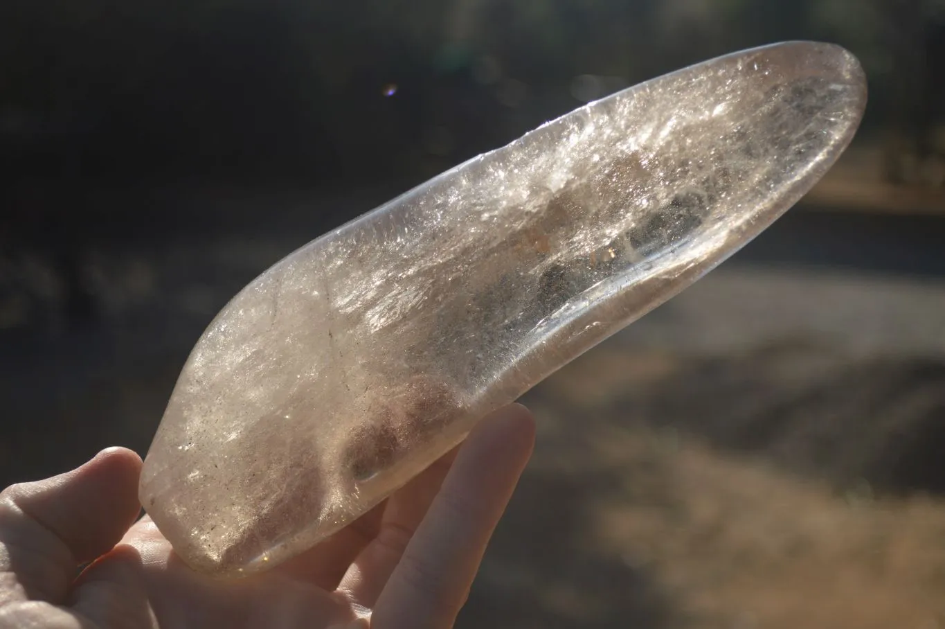 Polished Smokey Clear Rock Crystal Standing Free Forms x 2 From Madagascar