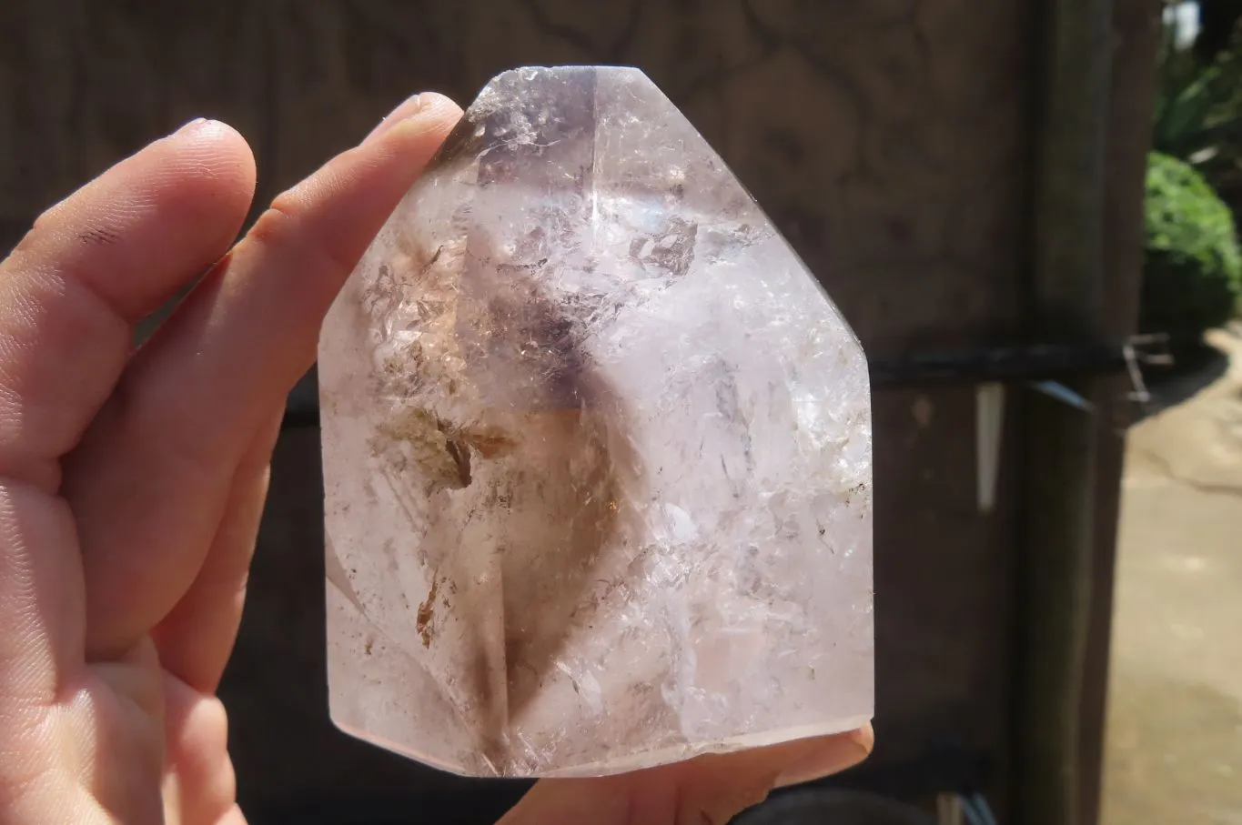 Polished Smokey Window Quartz Crystals x 3 From Madagascar