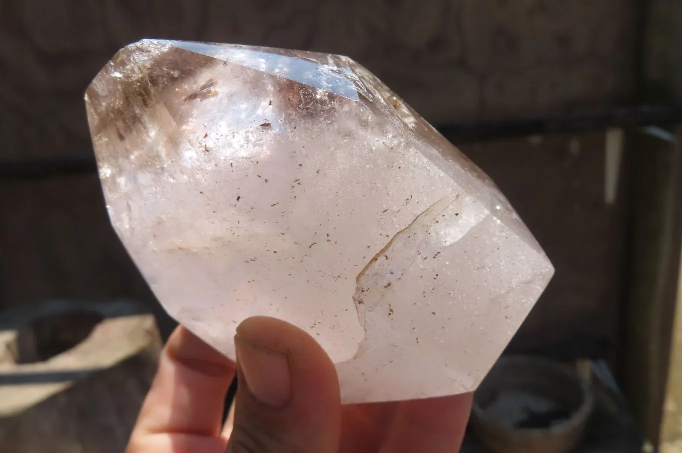 Polished Smokey Window Quartz Crystals x 3 From Madagascar