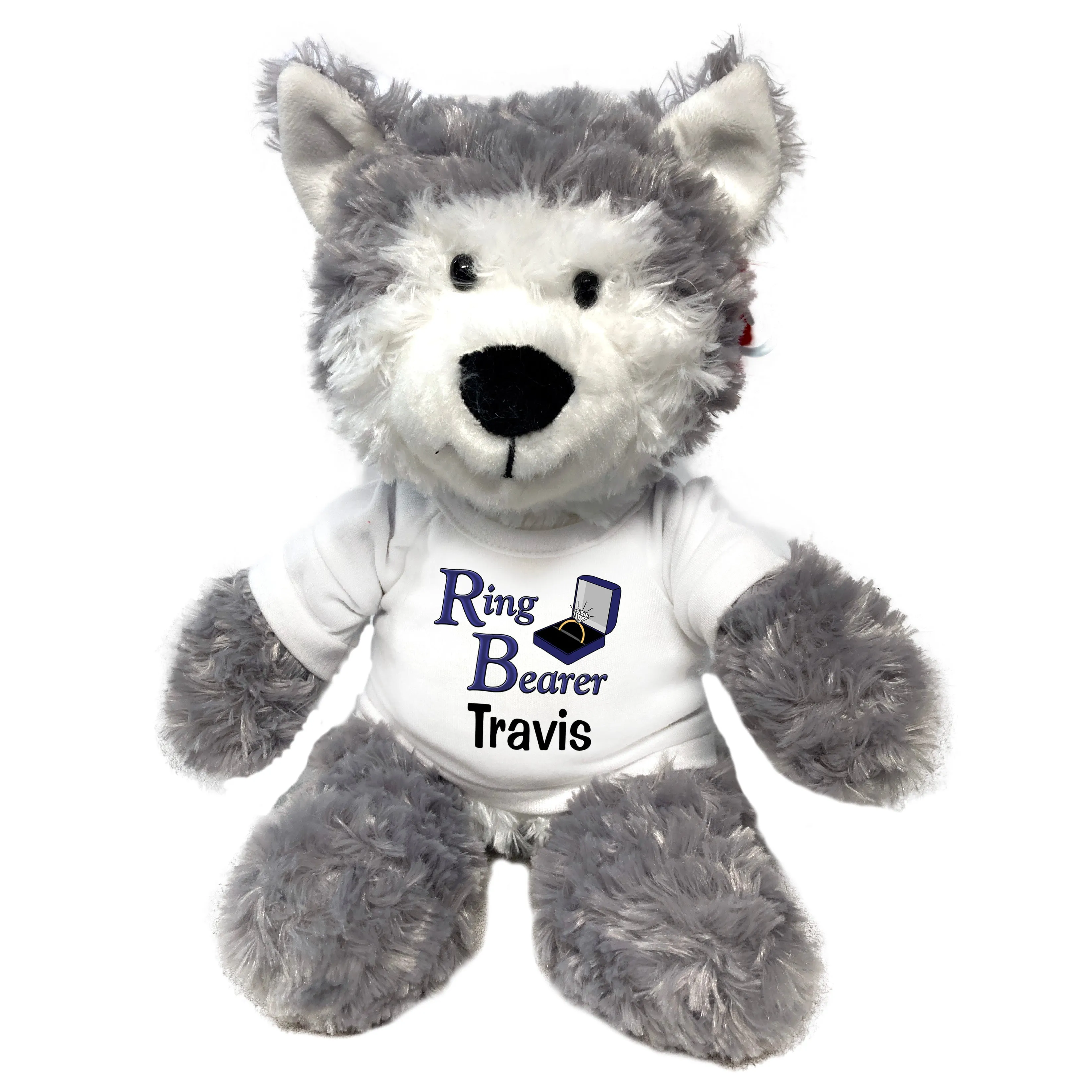 Ring Bearer Husky Dog / Wolf -  Personalized 12" Plush