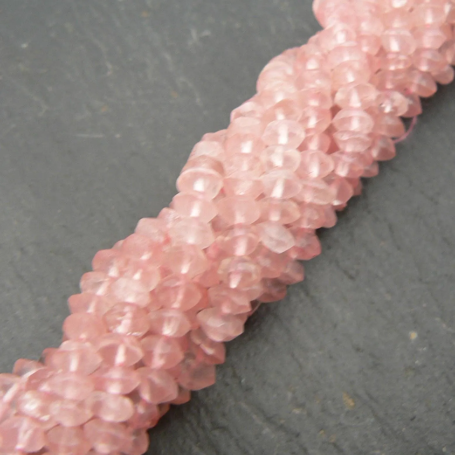 Rose Quartz 4-4.5mm Faceted Rondelle Beads 15" Strand