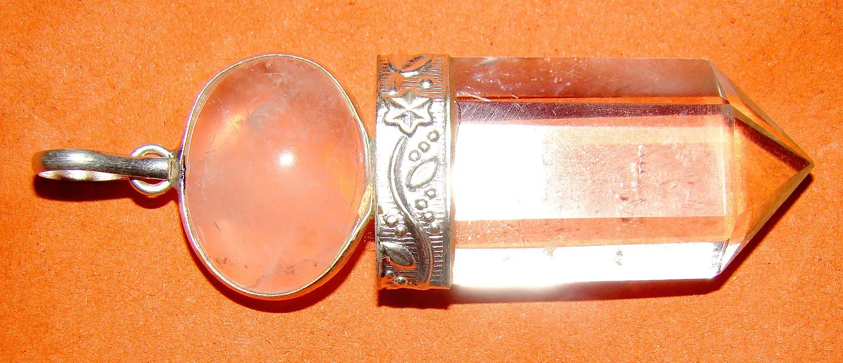 Rose Quartz and Crystal Quartz combination Pendant