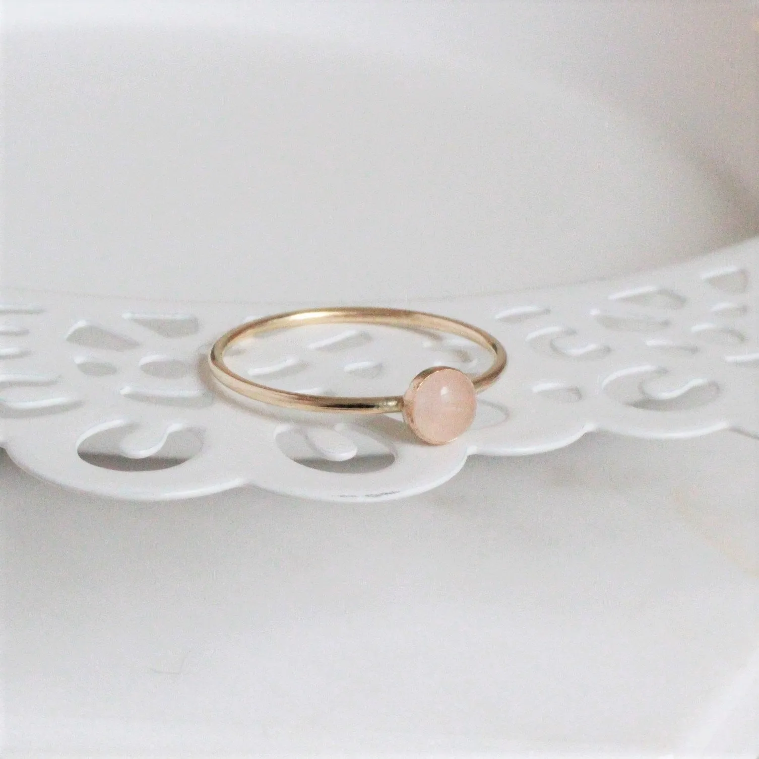 Rose Quartz Minimalist 4mm Ring