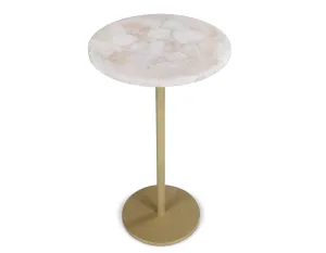 Rosie - Rose Quartz Top Chairside Table - Beige